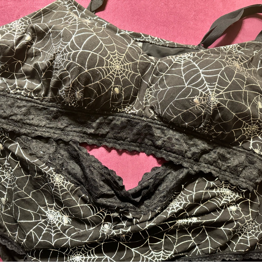 Spider web torrid bra and panty set.